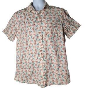 1901 Fairview Wash Shirt Men’s L Pineapple Print Button Up Cotton Short Sleeve